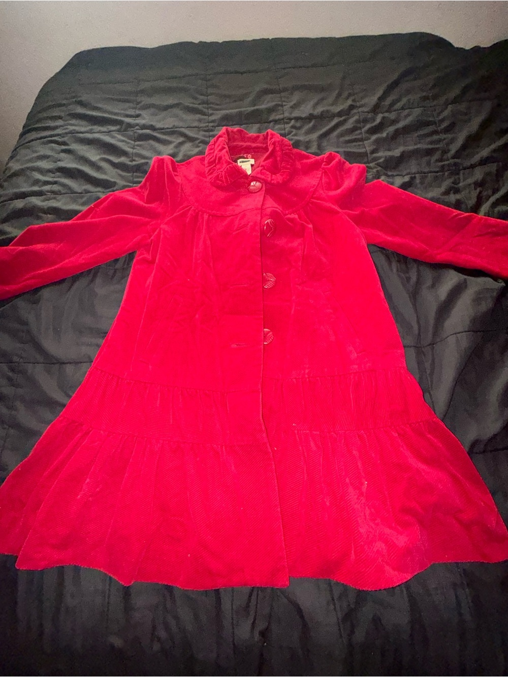 elevenses Red Velvet Tiered Trench Coat